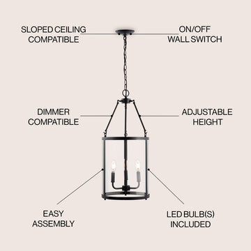 Kinsley 12" Industrial Farmhouse Iron/Glass LED Pendant - JONATHAN Y